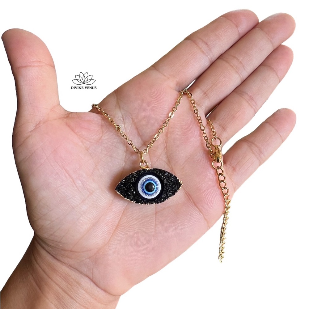 Evil Eye Druzy Necklace | Eye Am Protected Collection by Divine Venus - Picture 11 of 12